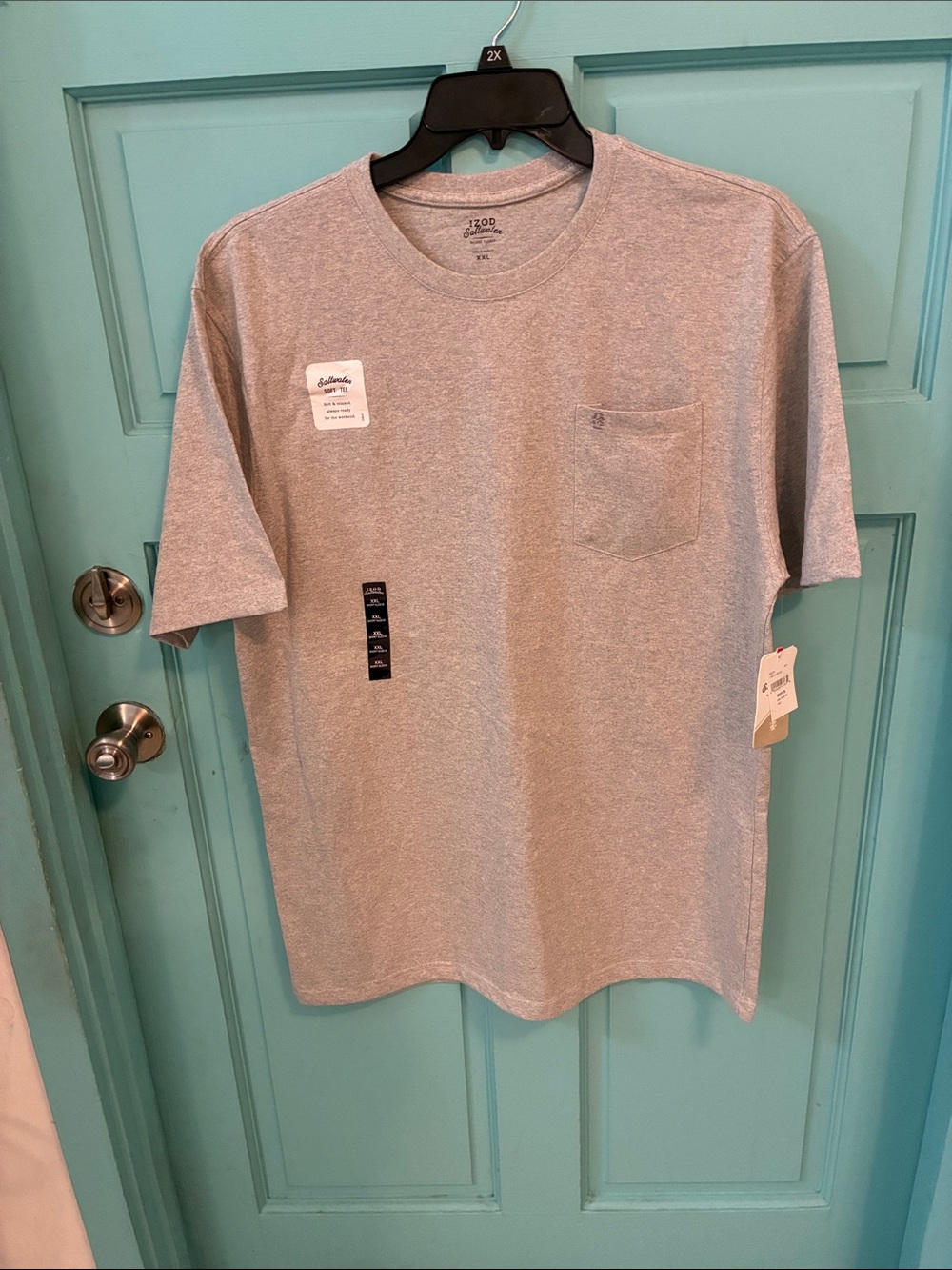 Izod Saltwater Sh. Sleeve tee.Gray Heather.60% cotton & 40 % polyester.